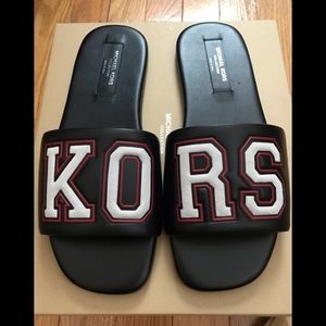 Delphine Kors Varsity Calf Leather Slide Sandal